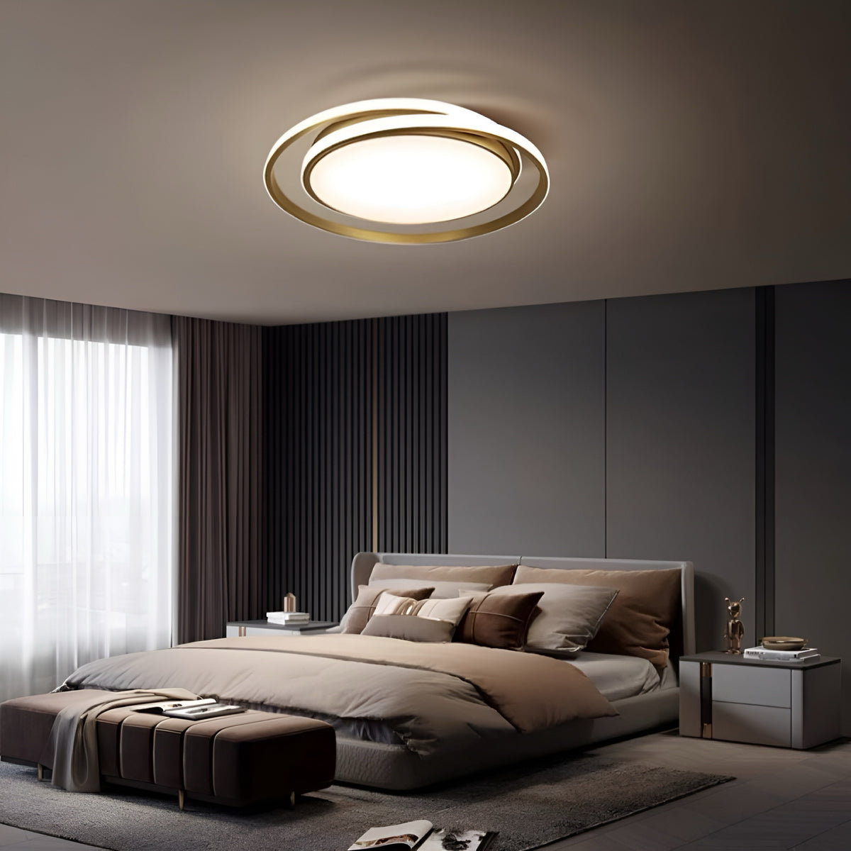 Стельовий люстра світильник золота кругла D-45/ D-55 cm 3000К-6000К Ceiling Gold 231158-100002715