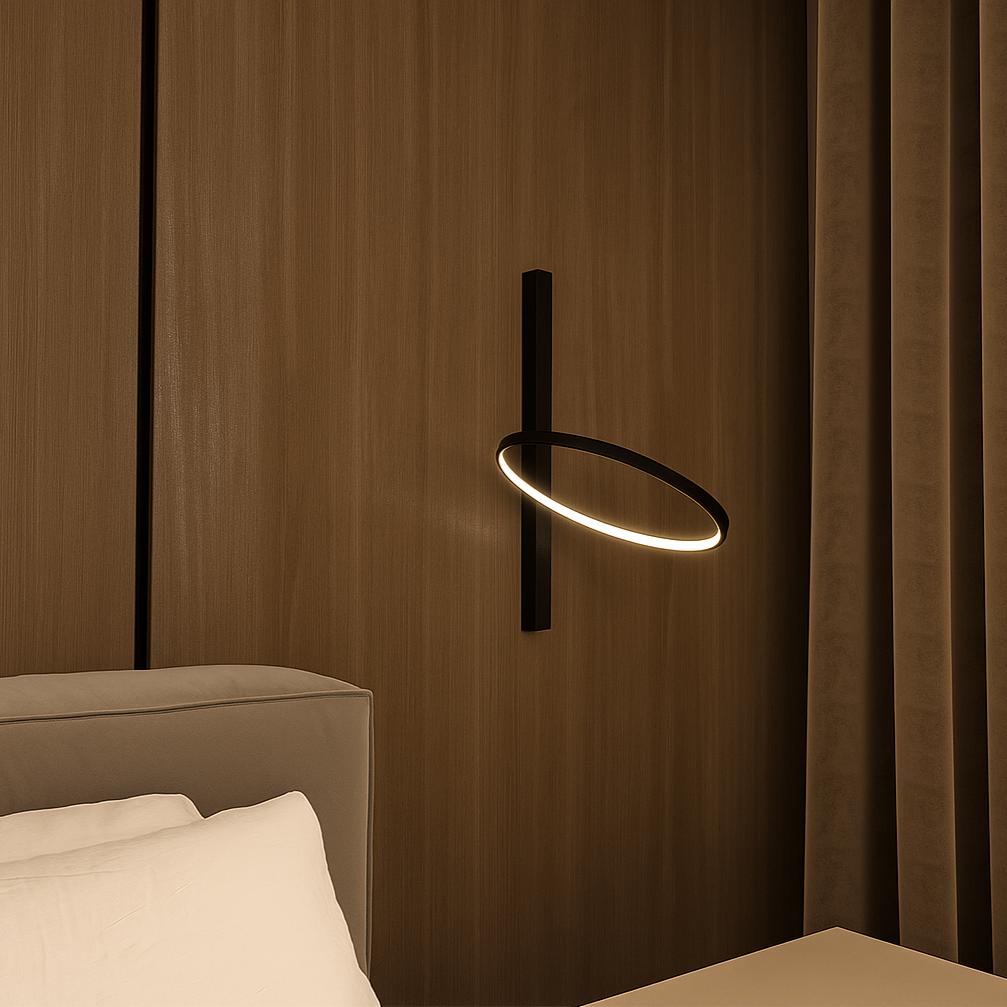 Настінне бра чорне кільце H-45 cm Led 12W 3100K / 4100K Ring B Black 250672-100005316