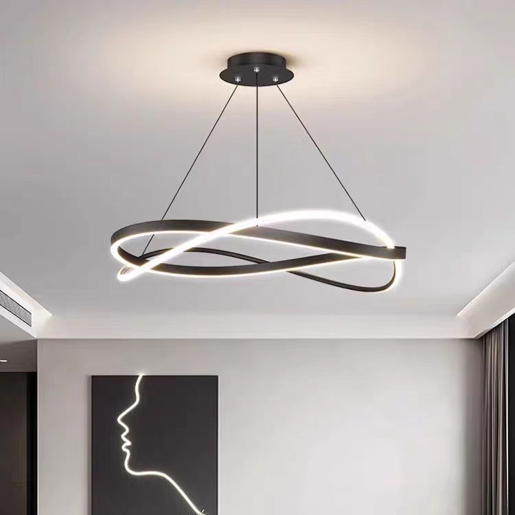 Підвісна люстра чорна хвиляста з пультом D-60 cm Led 85W Black Wavy 250835-100005886
