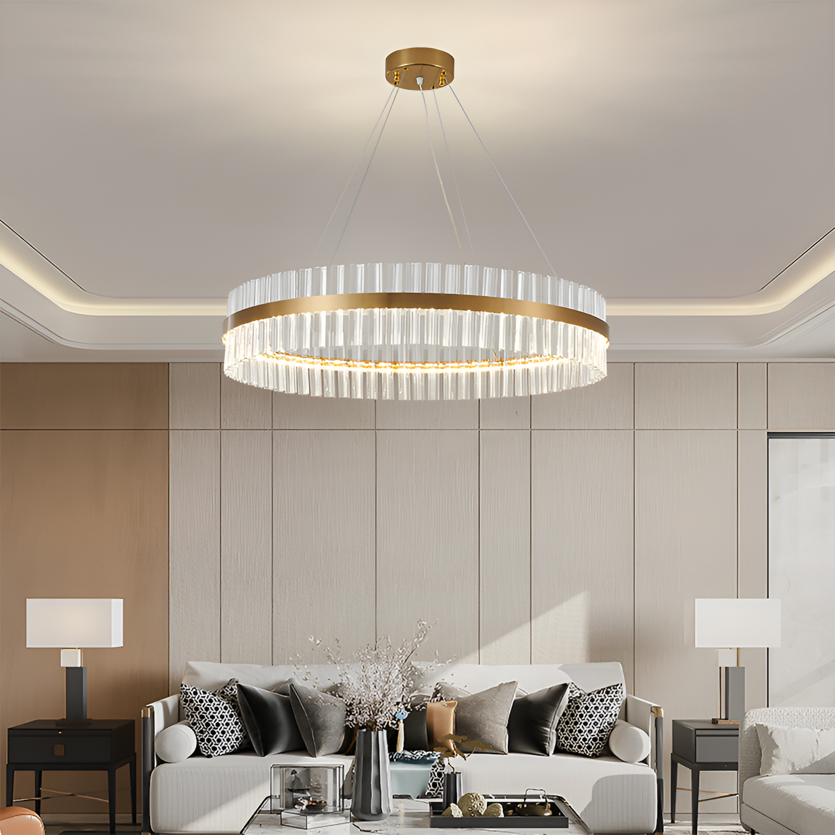 Підвісна люстра золота D-60 cm / D-80 cm Led Gold Glass circle 250935-100005922
