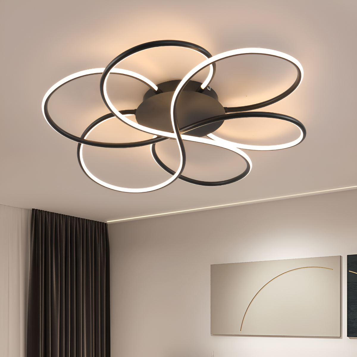 Люстра стельова чорна квітка D-56 cm Led 72W Black Flower 250719-100005687