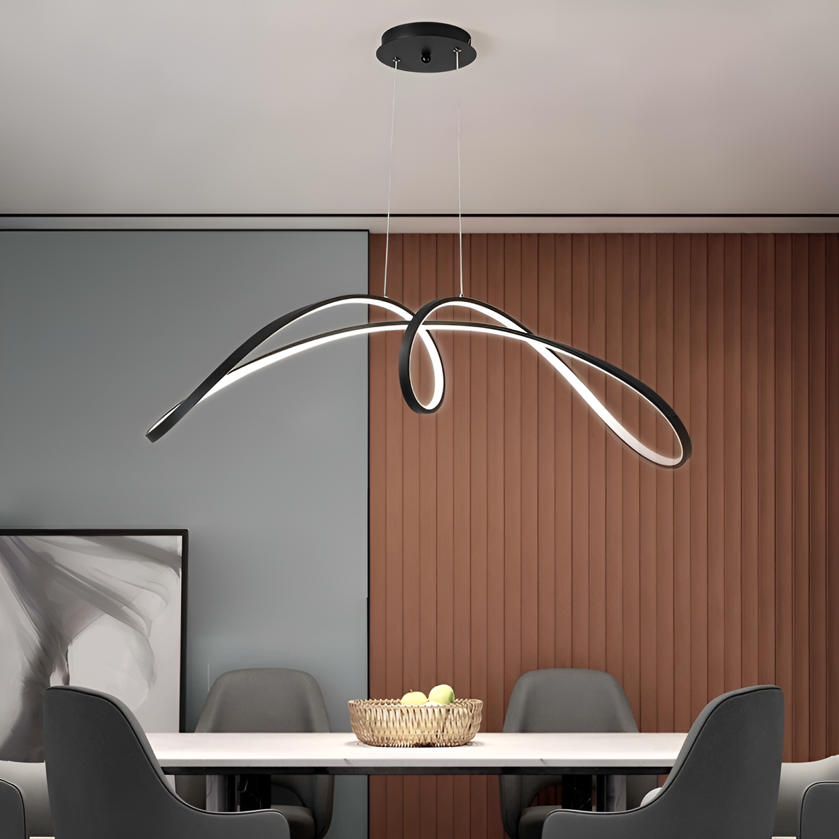 Люстра підвісна чорна хвиляста Gemo wave D-93cm Black 45W 250580-100004766