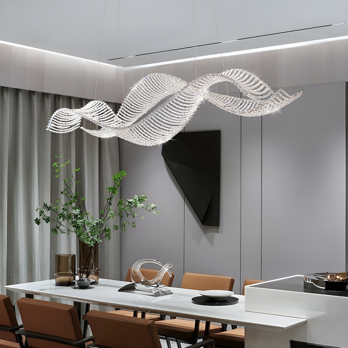 Люстра підвісна L-150cm 65W Chrome Premium Crystal Wave 250617-100005086