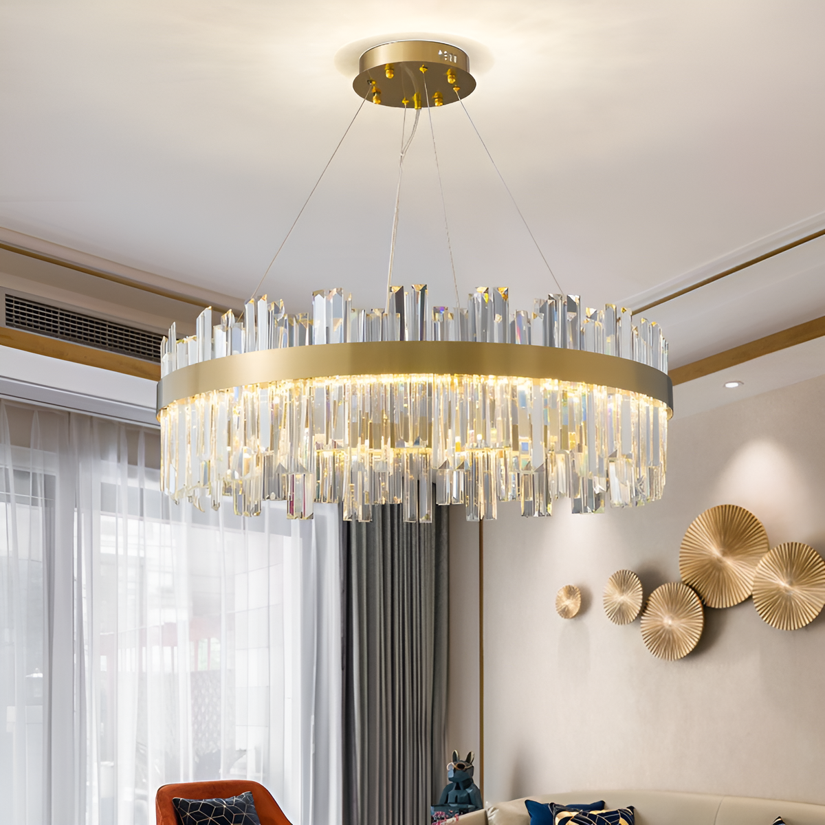 Люстра підвісна Crystal D-80cm 108W 3000-6000K Gold 250635-100005122