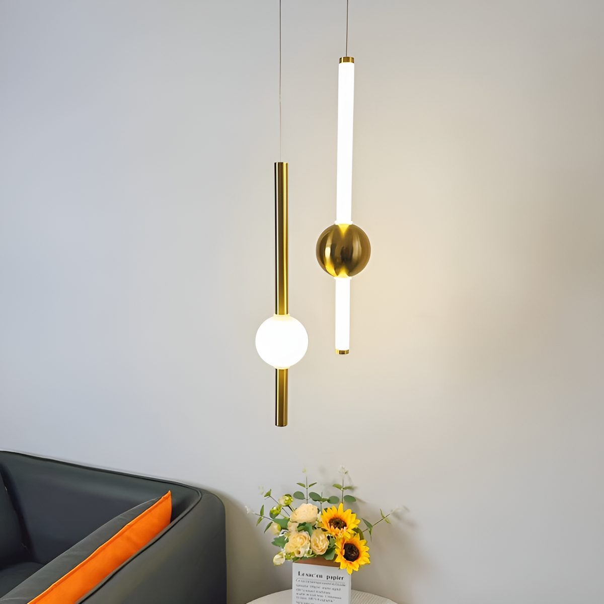 Підвісний світильник золотий H-60cm / H-90cm Led 4000К Gold Elegant Tube 250618-100005156