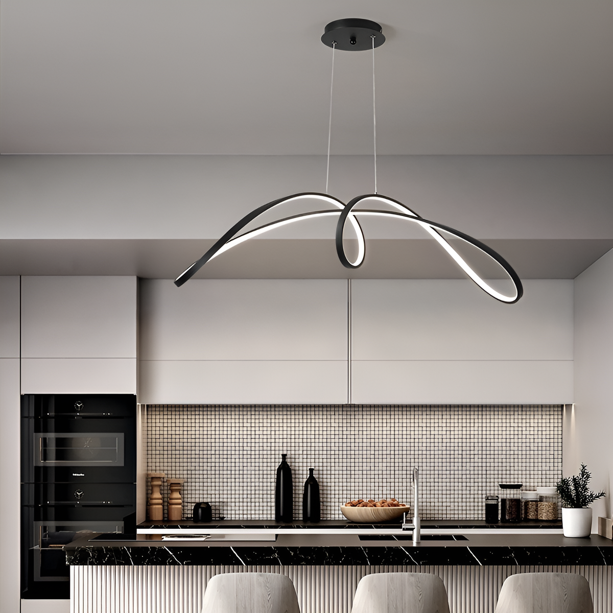 Люстра підвісна чорна хвиляста Gemo wave D-93cm Black 45W 250580-100004766