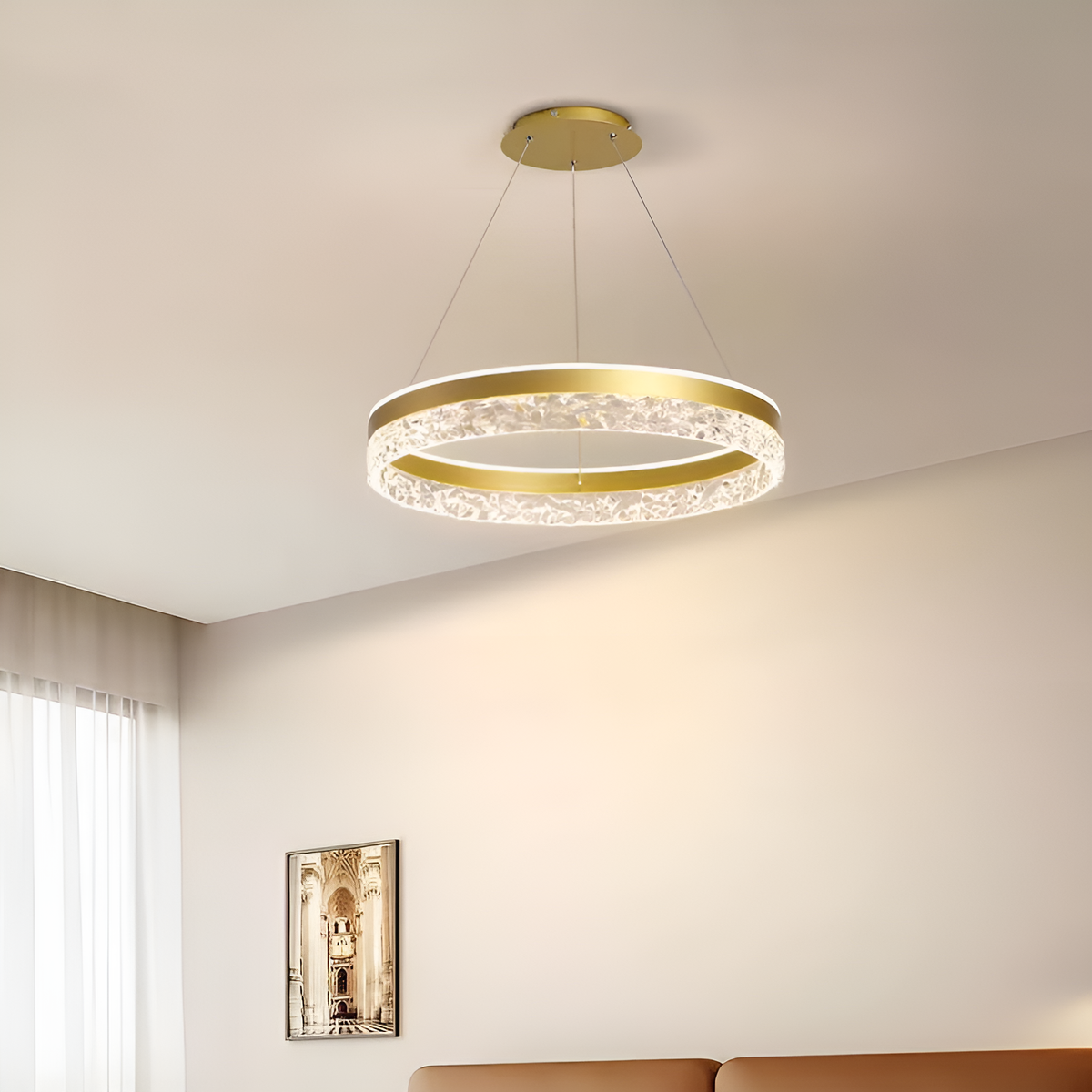 Люстра золота з кришталевим плафоном D-50 cm Led 72W Circle Gold 3000K-6000K 250488-100004512