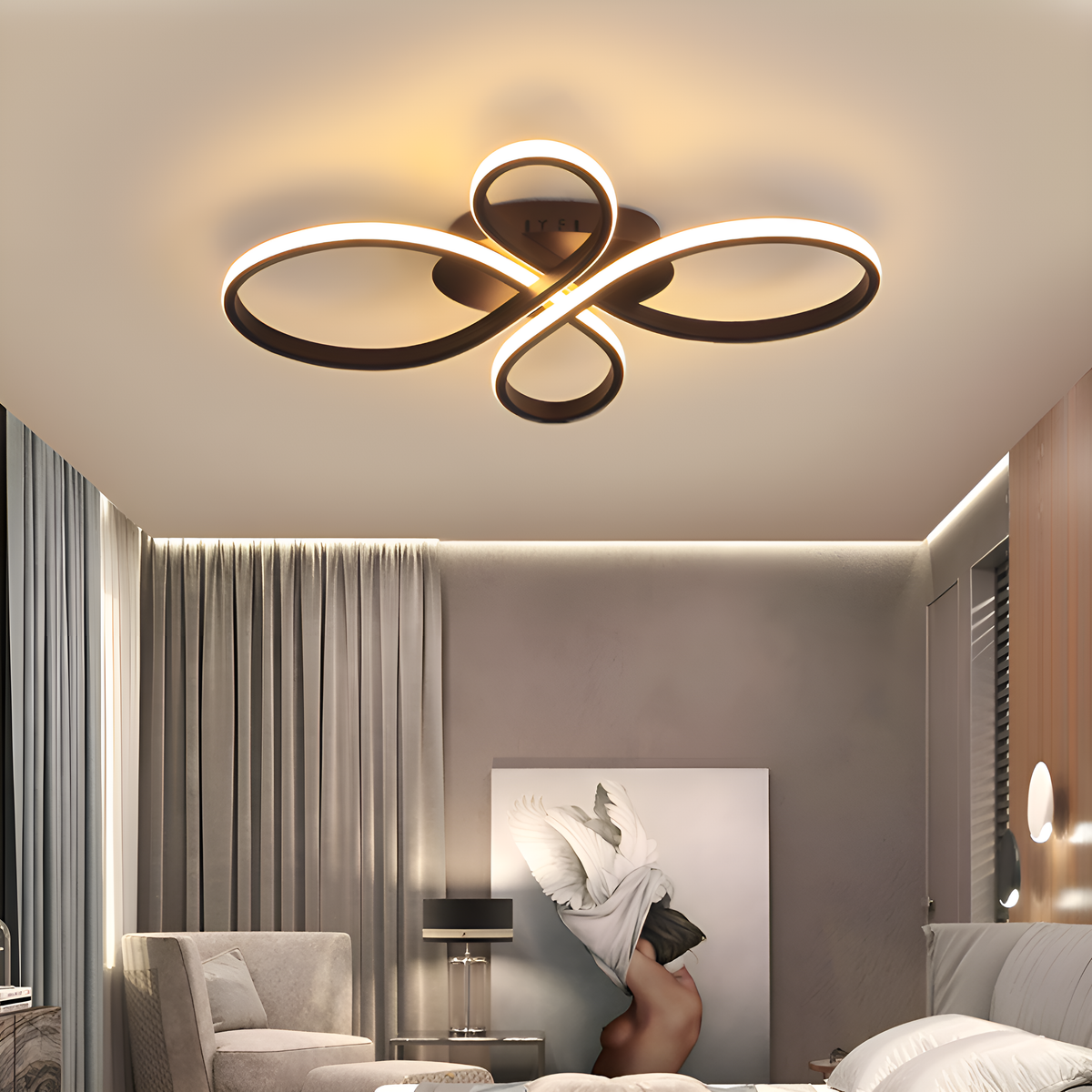 Люстра стельова чорна квітка L-60 cm Led 50W Black Flower 250752-100005689