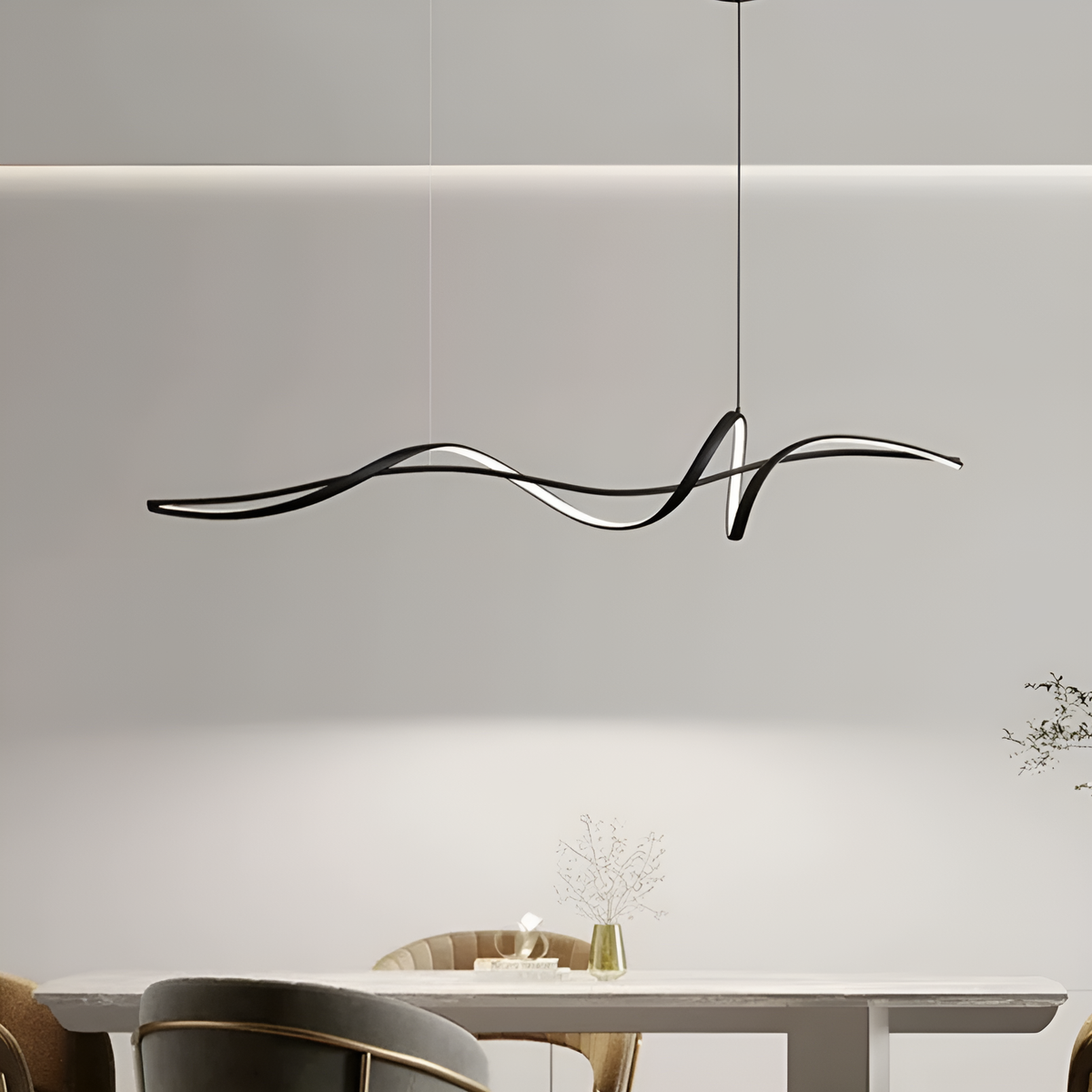 Люстра підвісна чорна хвиляста L-120 cm Led 43W 4000K Black Wave spiral 250780-100005532