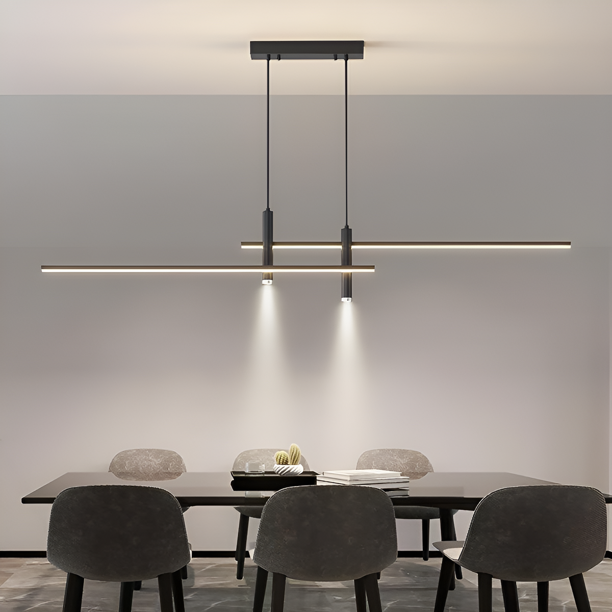 Люстра підвісна чорна L-100/120/150 cm H-100 cm Led 4000K Black Long slim twice 250680-100005367