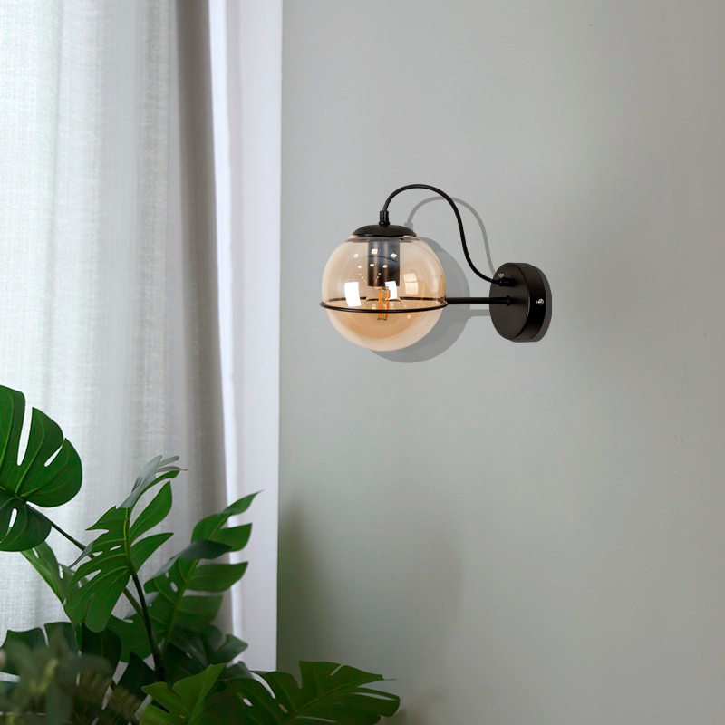 Настінний світильник Bollo D-15 см E27 Black + Amber 250431-100004302