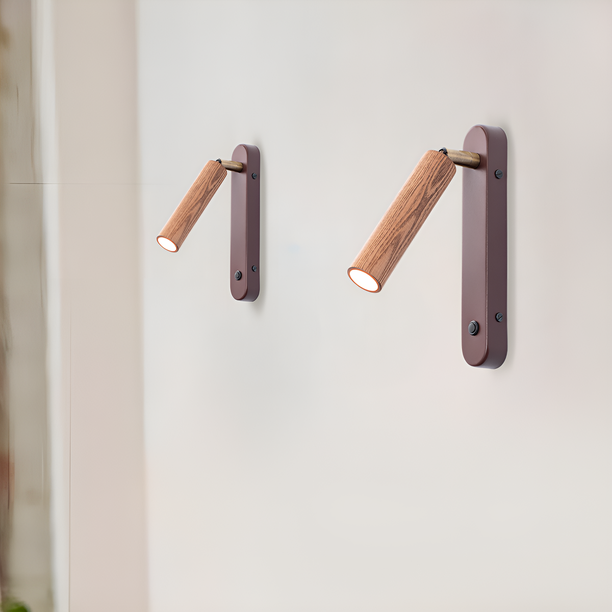 Настінний світильник з вимикачем на корпусі Spot Light wood&beige Japandi H-15cm Brown 250577-100004898