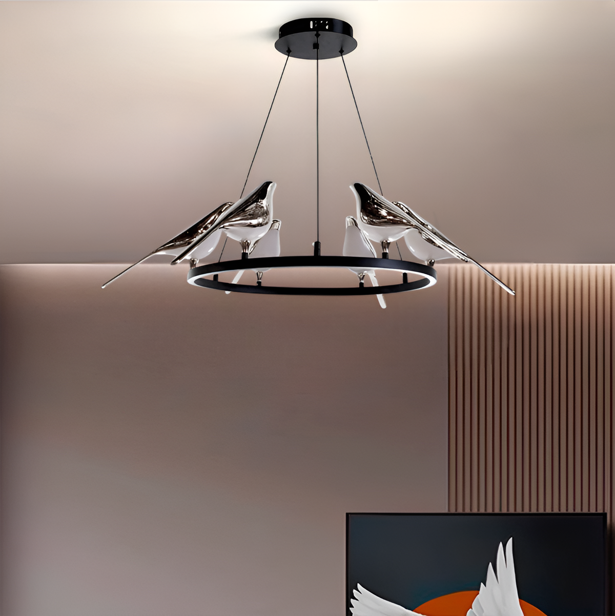 Люстра підвісна Birds D-92cm Ledx6 Black+Chrome 250635-100005171
