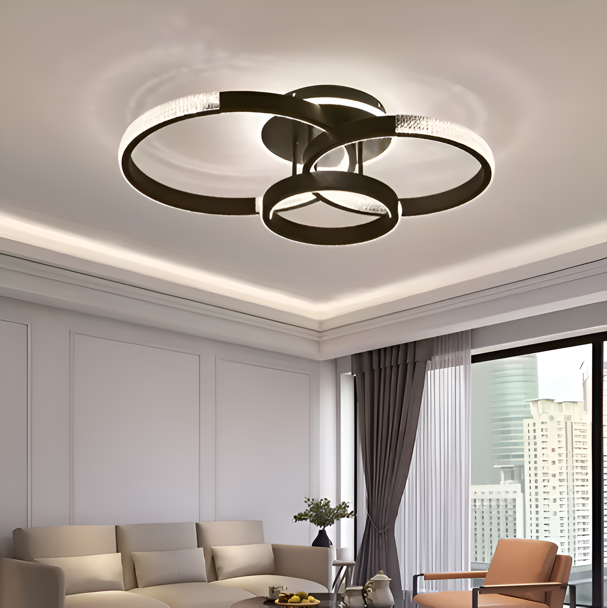 Люстра стельова чорна з камінцями L-72.5 cm Led 90W Black Shine 250762-100005659