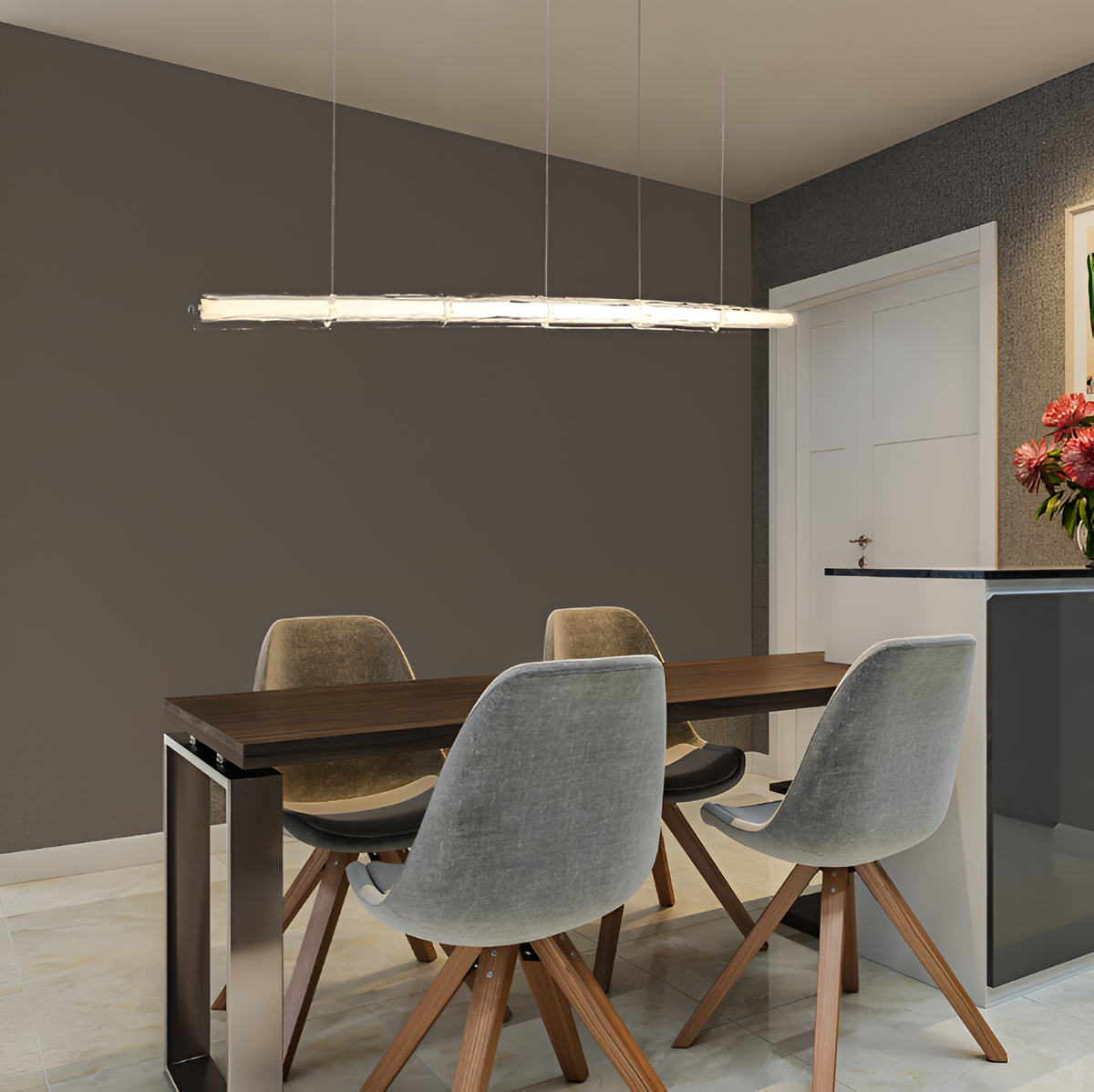Підвісна люстра L-161 cm Led 36W 4000K Black+Clear Line 250936-100005925