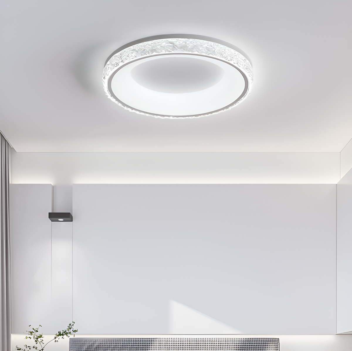 Люстра стельва біла блискуча з пультом D-50 см Н-9 см 110W 3000K-6000K White Brille lamp 250719-100005710