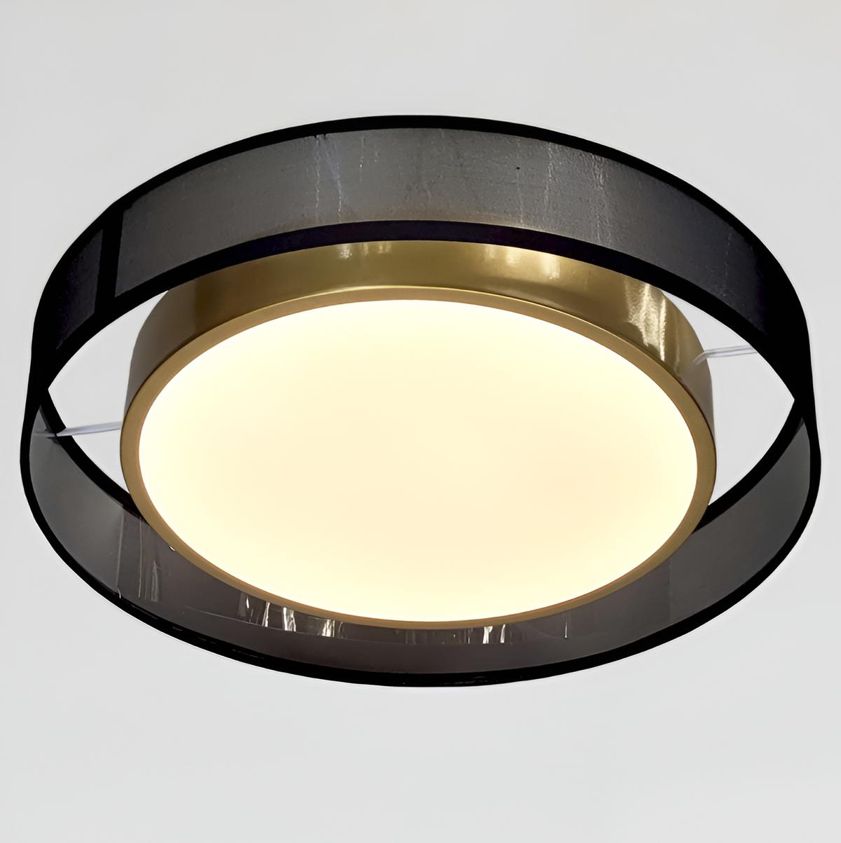 Стельова люстра кругла D-40 cm Led Black+Gold Double level 250835-100005882