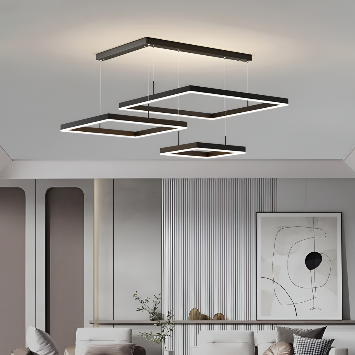 Люстра чорна квадрати Led 60W L-80+60+40cm Square Black 250518-100004779