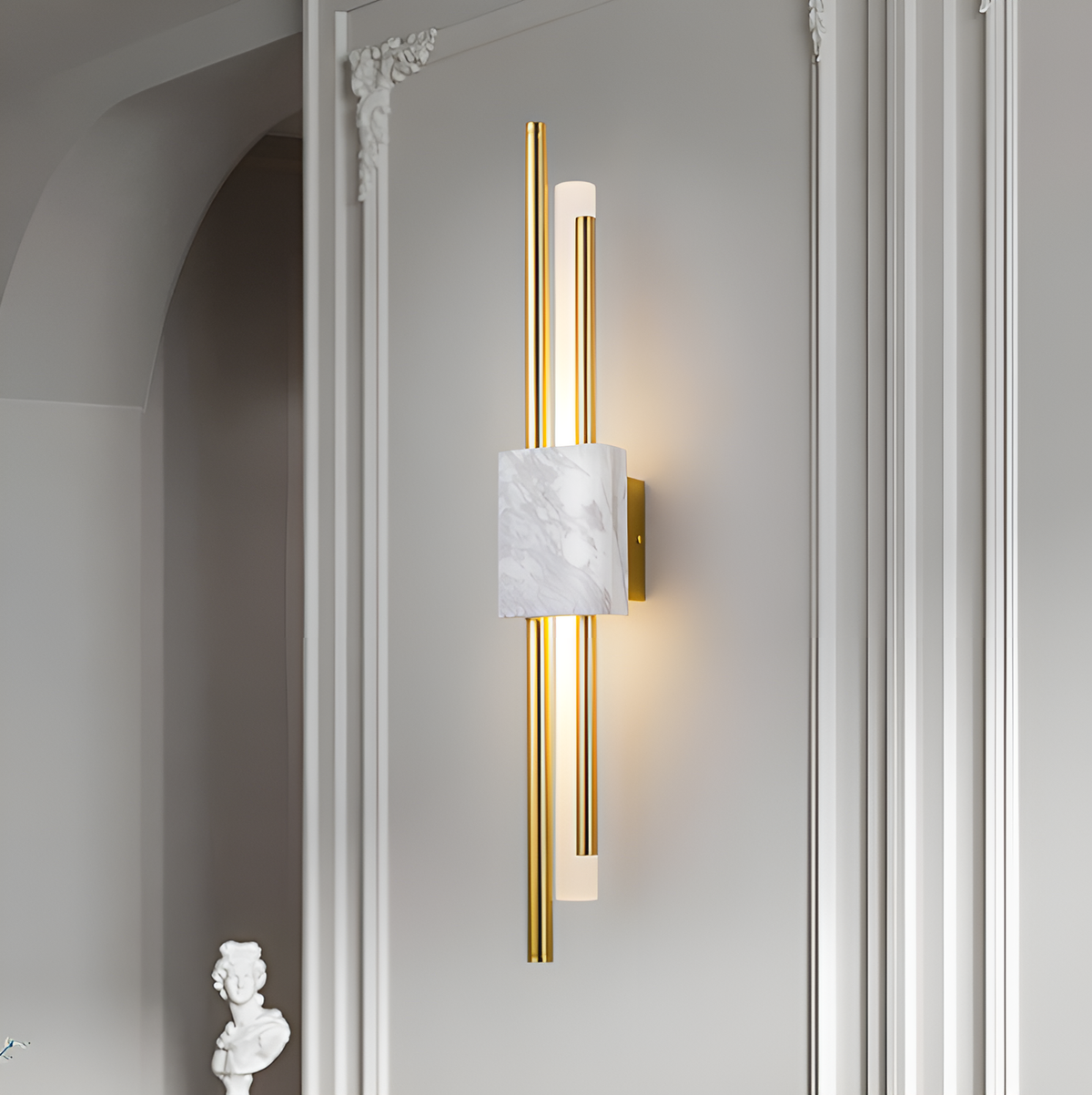 Настінний світильник бра білий мармур з золотом H-60.5 cm Tico Led Tubes Gold+White 250647-100005383