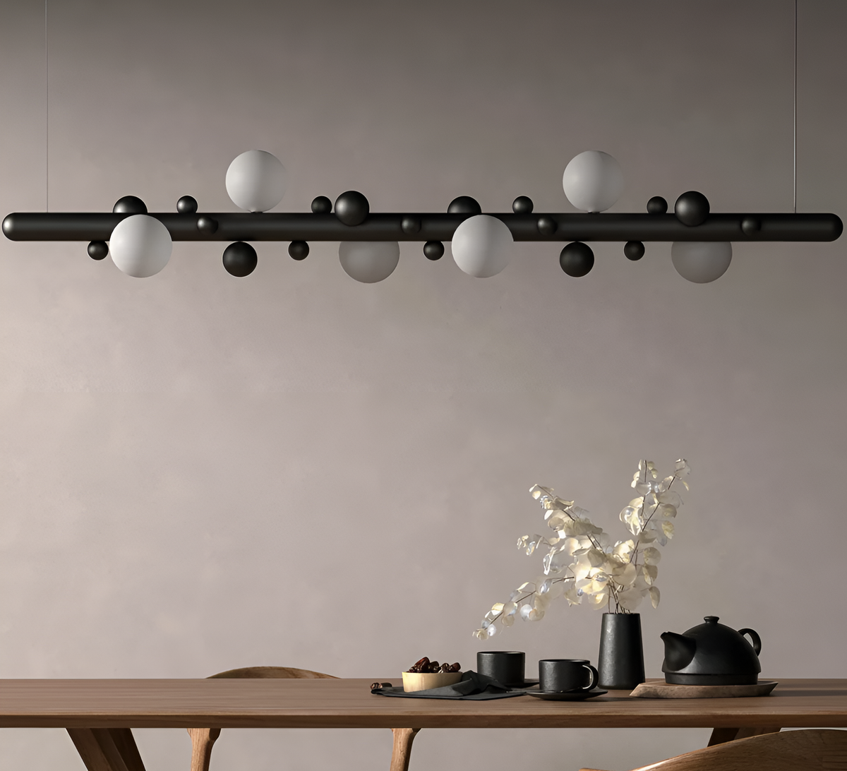 Підвісна люстра з шарами L-90cm / L-150 cm Led G9 Lunar 1500 Black 250772-100005422