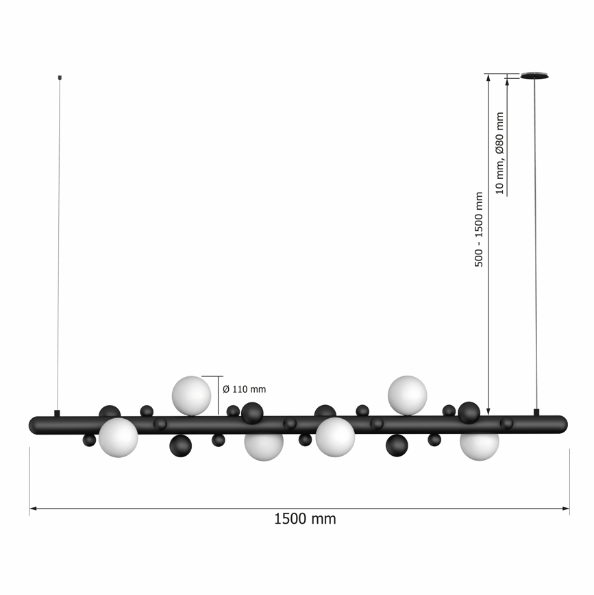 Підвісна люстра з шарами L-90cm / L-150 cm Led G9 Lunar 1500 Black 250772-100005422