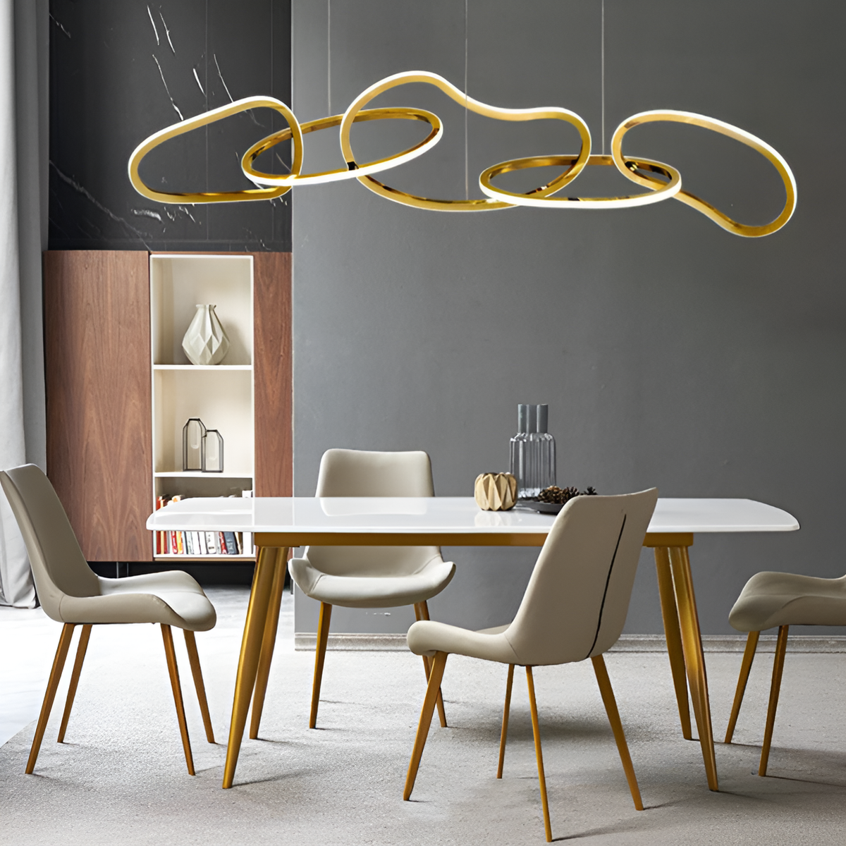 Підвісні люстри золоті L-100 cm / L-120 cm / L-150 cm Led 3000K-6000K Gold Circle 250618-100005043