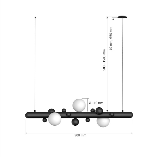 Підвісна люстра з шарами L-90cm / L-150 cm Led G9 Lunar 1500 Black 250772-100005422