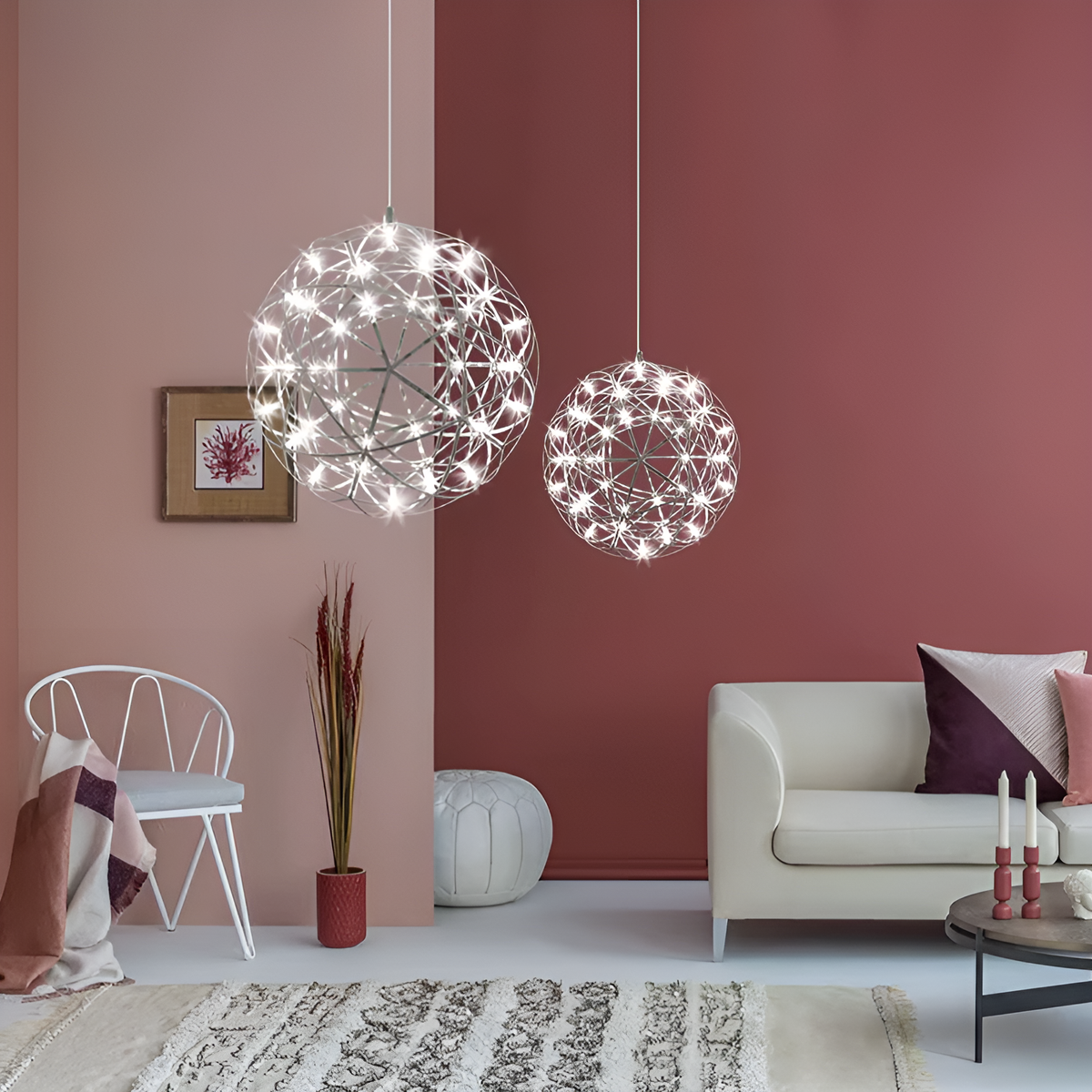 Люстри срібні D-40cm / D-60cm Led 4000K Silver Sphere 250518-100004839