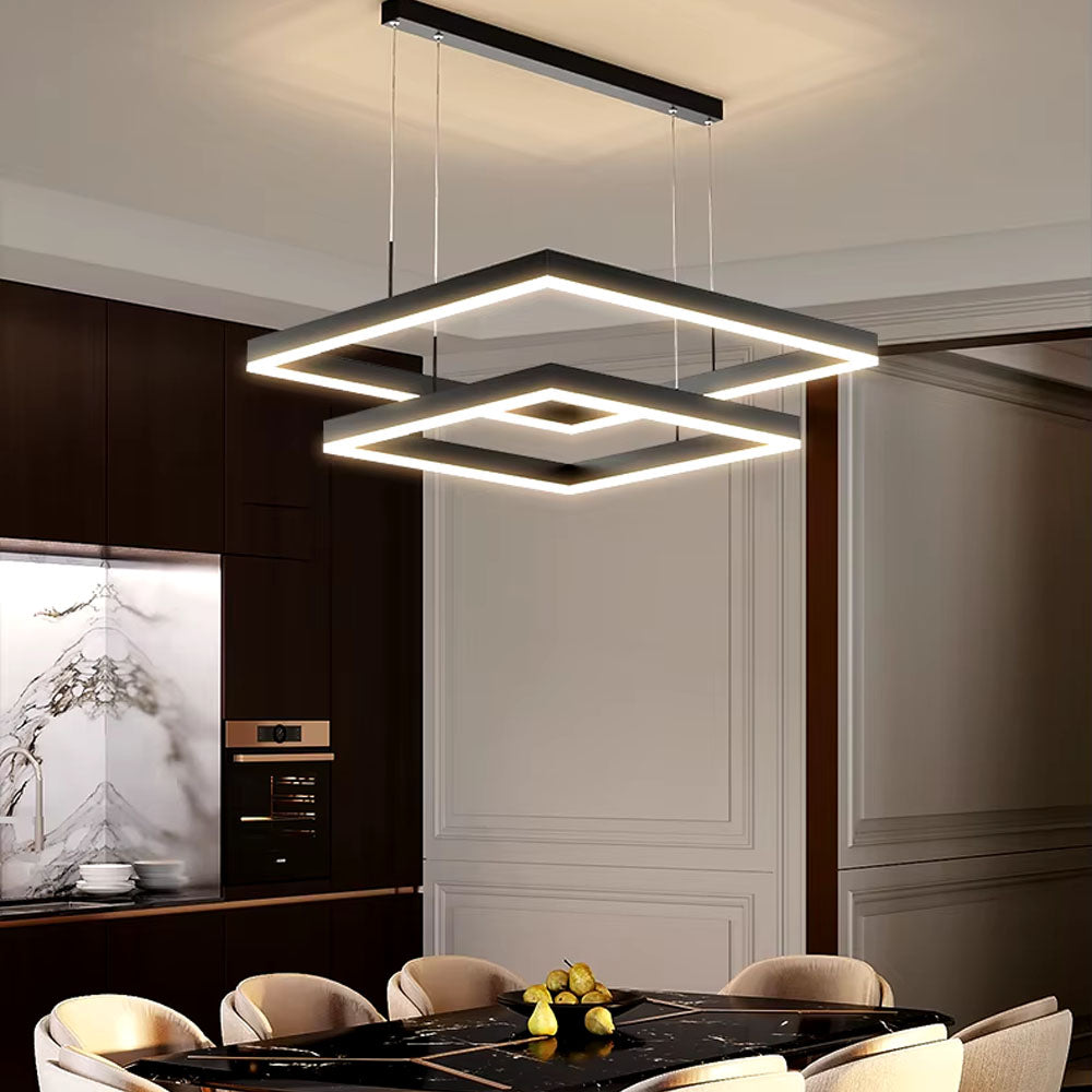 Підвісний світильник L-60+40 cm / L80+60 cm Led 60W/80W 3000K 4000K 6000K Black Square 250218-100004183
