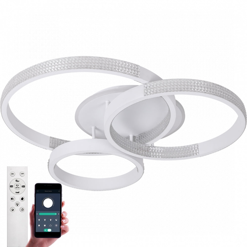 Стельова люстра біла з пультом L-80 cm H-11.5 cm Led 100W 3000-6000K White Arka lamp 251174-100006642