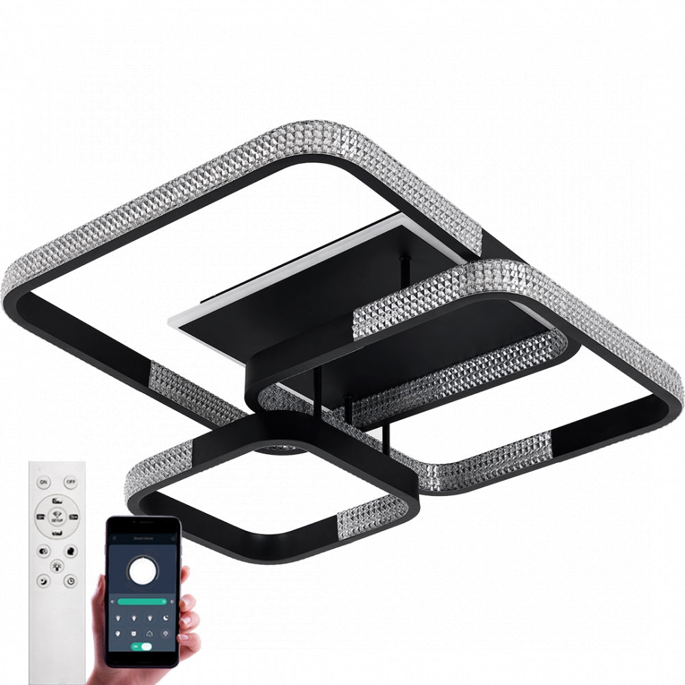 Стельова люстра чорна з пультом L-76 cm H-16 cm Led 130W 3000-6000K Black Arka lamp 251174-100006639