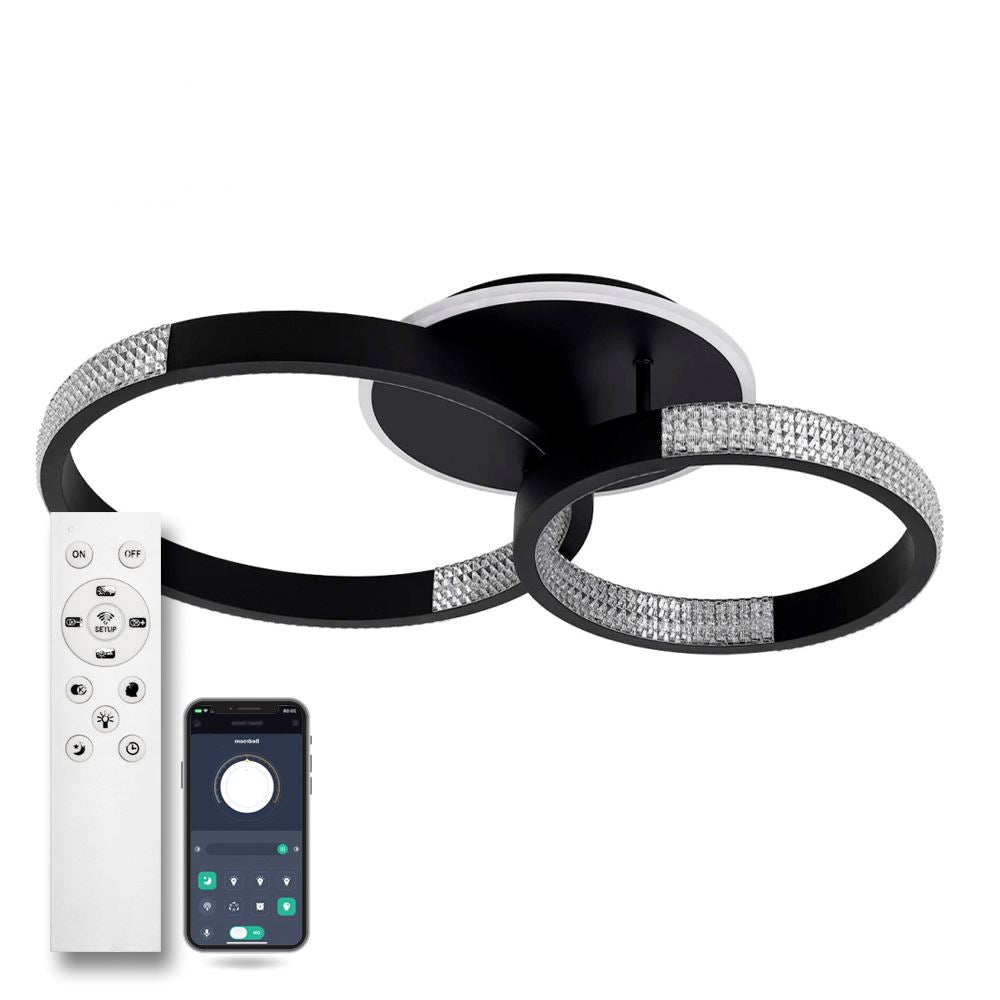 Стельова люстра чорна з пультом L-60 cm H-11 cm Led 80W 3000-6000K Black Arka lamp 251174-100006649
