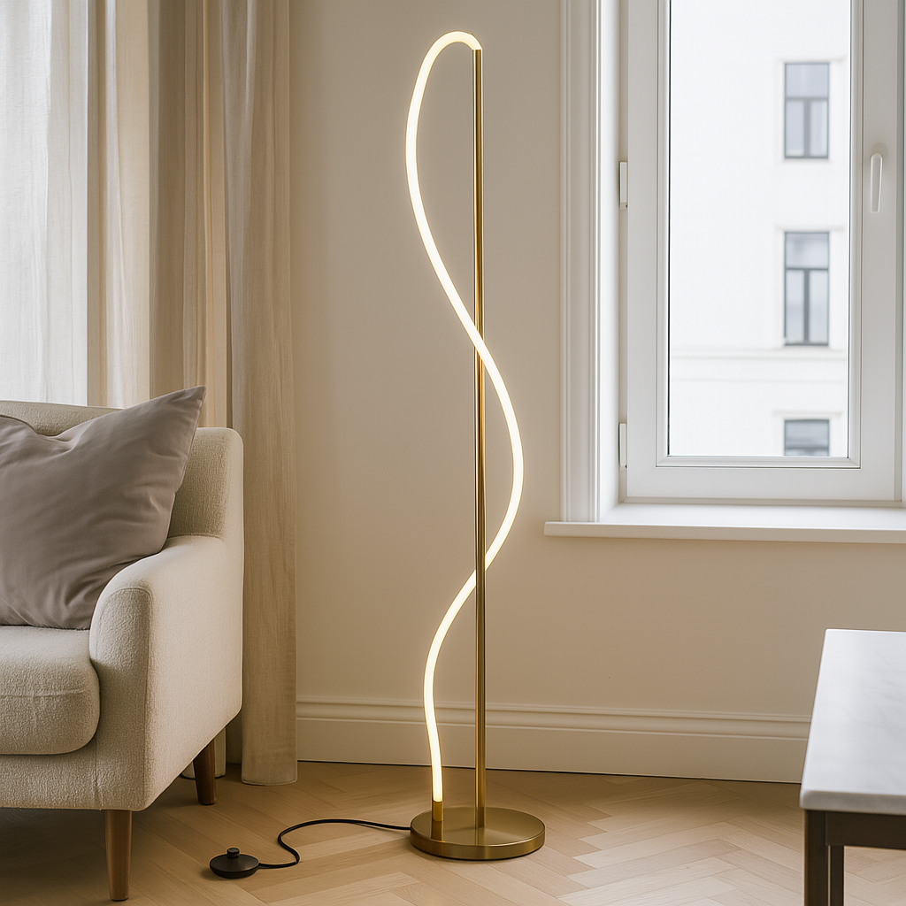 Торшер золотий з білою трубкою H-160 cm Led 30W 4000K Gold+White Rope 250731-100005450