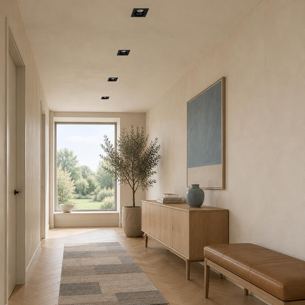 Візуалізація: Квадратний врізний точковий світильник з металу