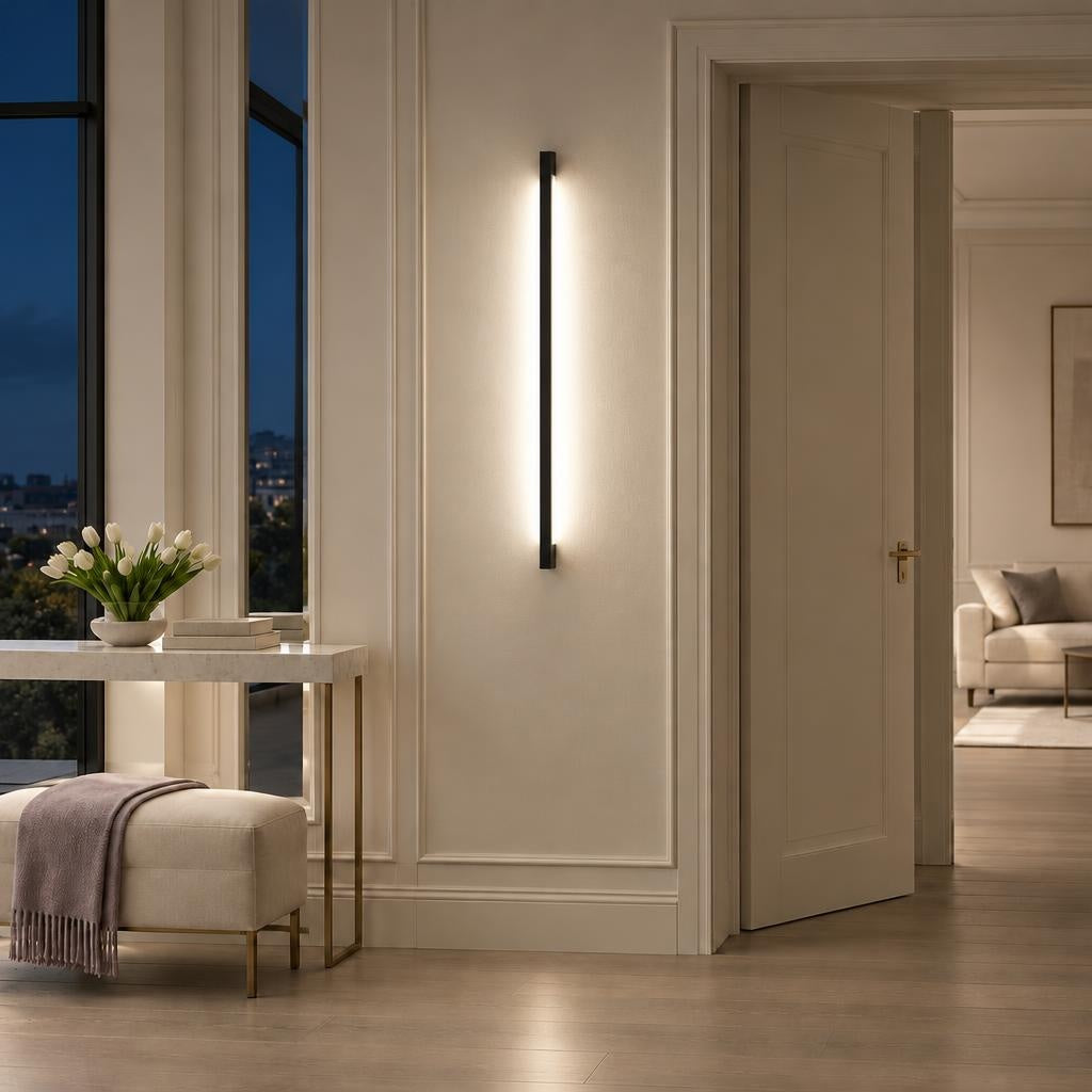 Увечері: Лінійне настінне бра з матовим плафоном # Довжина_100 см