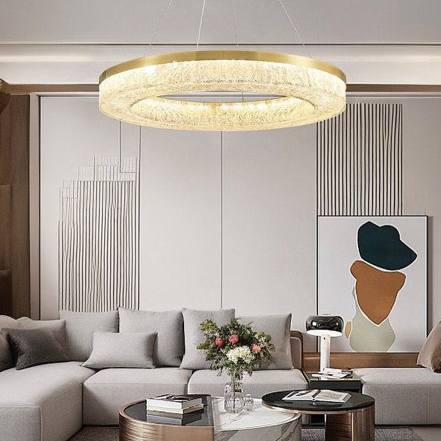 Підвісні світильники H-50 cm D-50 cm Led 72W / D-60 Led 96 / D-80 Led 120W 3000K 4000K 6000K Gold Crystals circle 250219-100004150