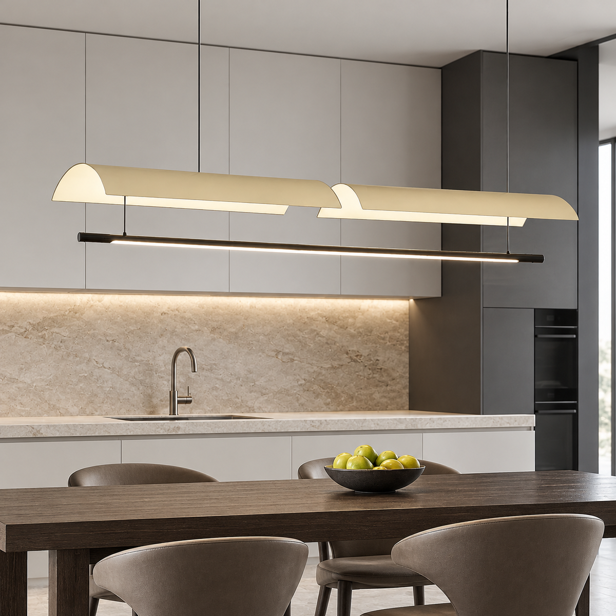 Світильник підвісний з подвійним корпусом Парус L-118 cm W-18 cm Led Black+White Canvas 250718-100005501