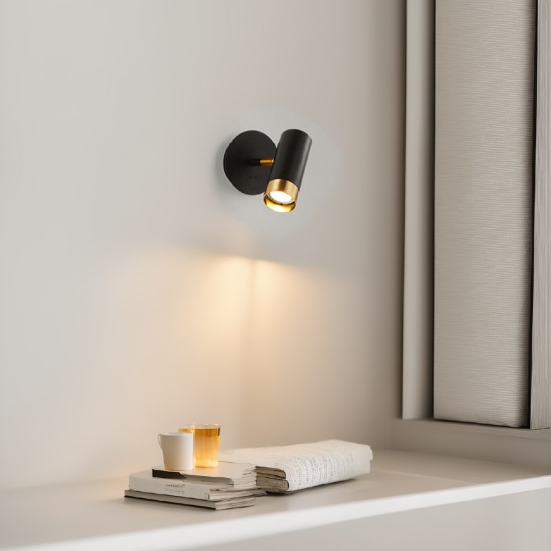 Настінний світильник з вимикачем на корпусі Spoon D-8 cm GU10 Black + Gold 240619-100003373