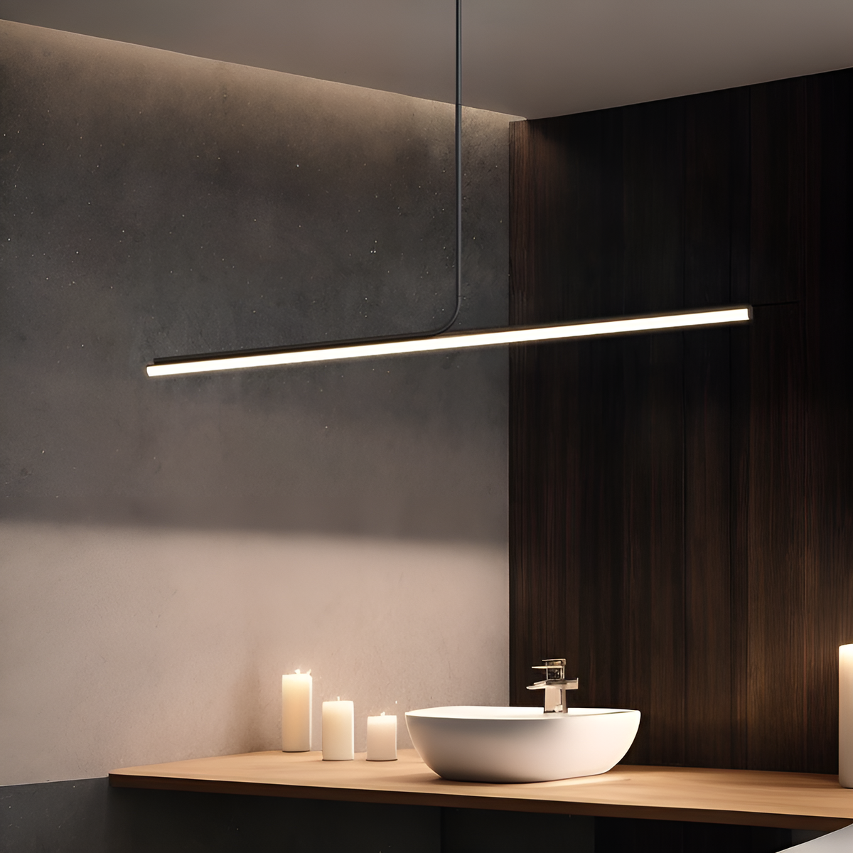 Підвісні світильники L-80 cm / L-100 cm / L-120 cm / L-150 cm Led 4000K Black / White Simple long 250358-100004228