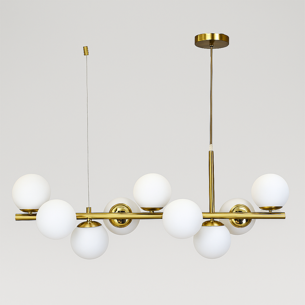 Люстра підвісна золота з білими матовими плафонами Модо L-95 cm E27x9 Gold+White Modo new 250735-100005535
