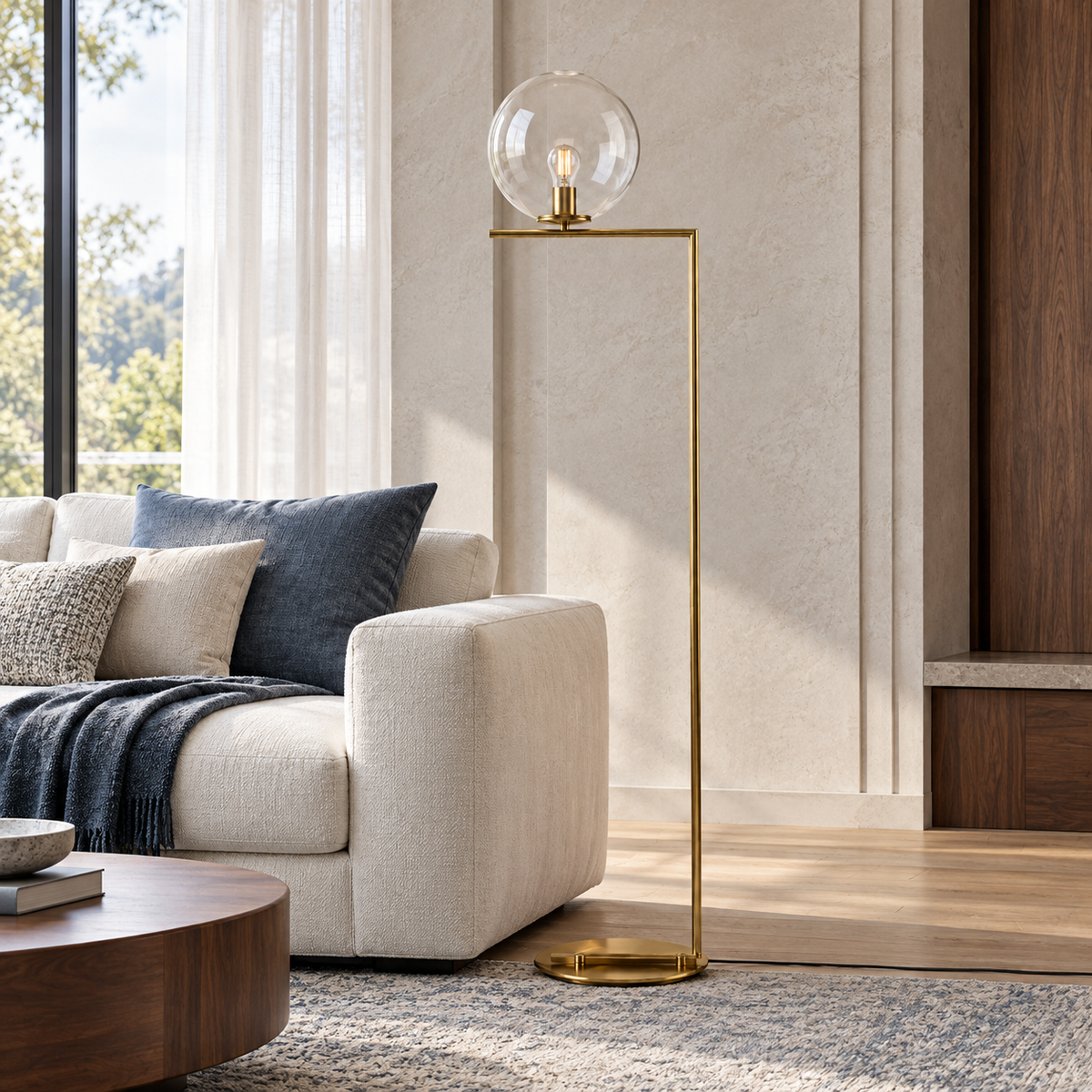 Підлоговий торшер золотий H-162 cm E27 Gold+Clear Bollo 261077-100009115