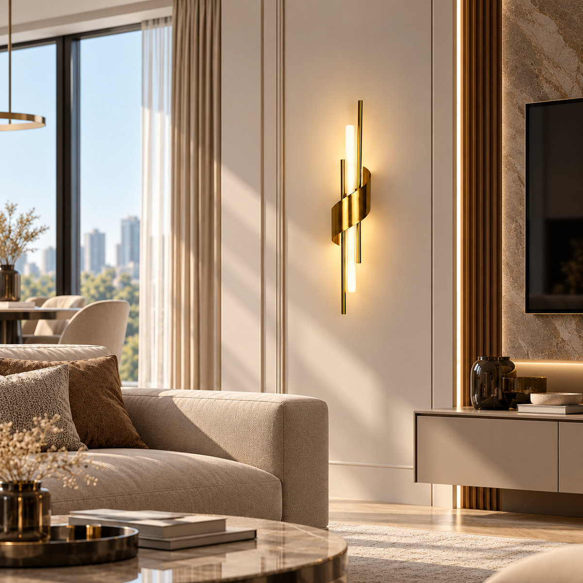 Настінний світильник золотий L-60 cm Led 6W 3000K-6000K Gold Curl 261018-100009125