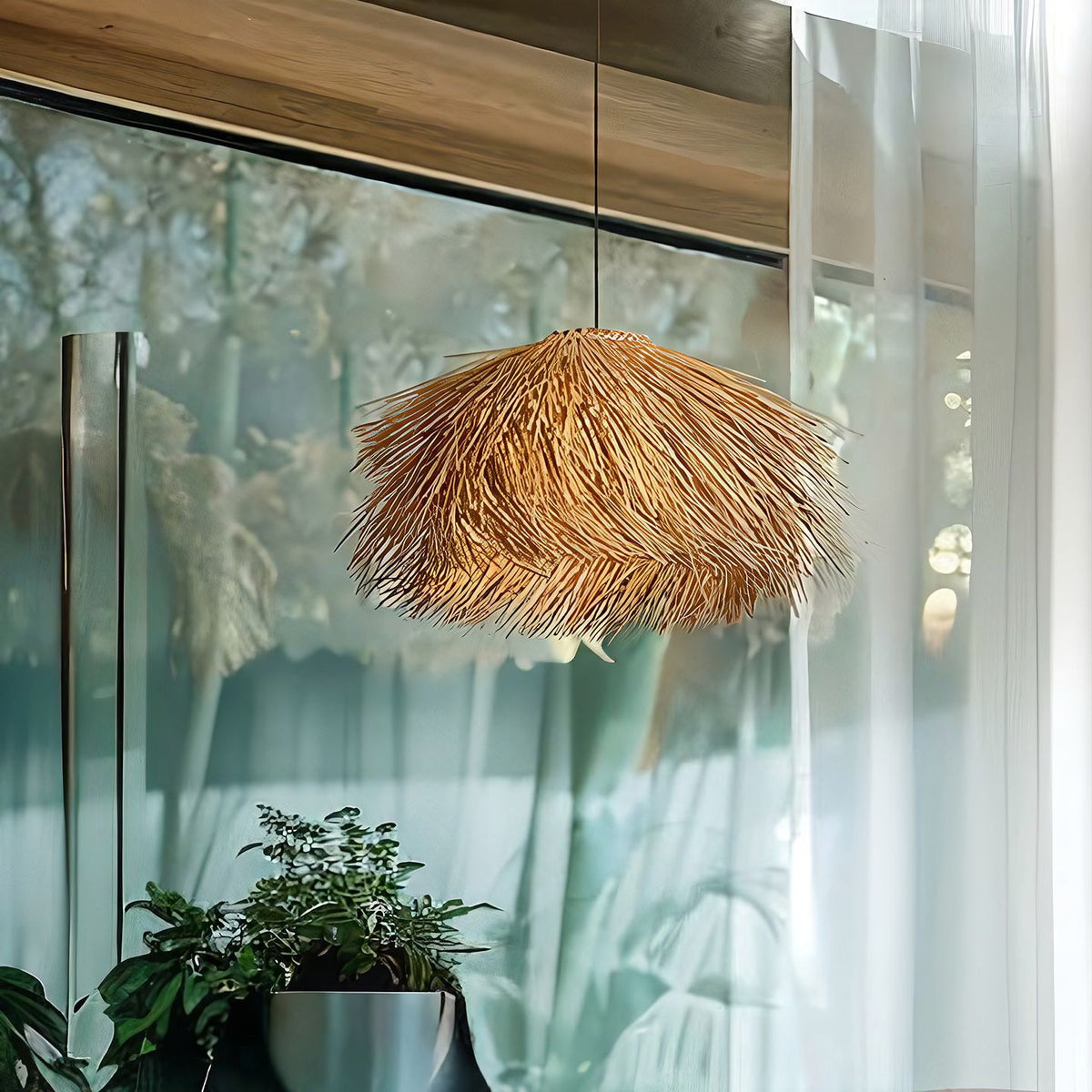 Підвісні світильники з ротангу Rattan lamp Boho D-40 / D-50 / D-60 / D80 / D-100 Black + Beige 241058-100003923