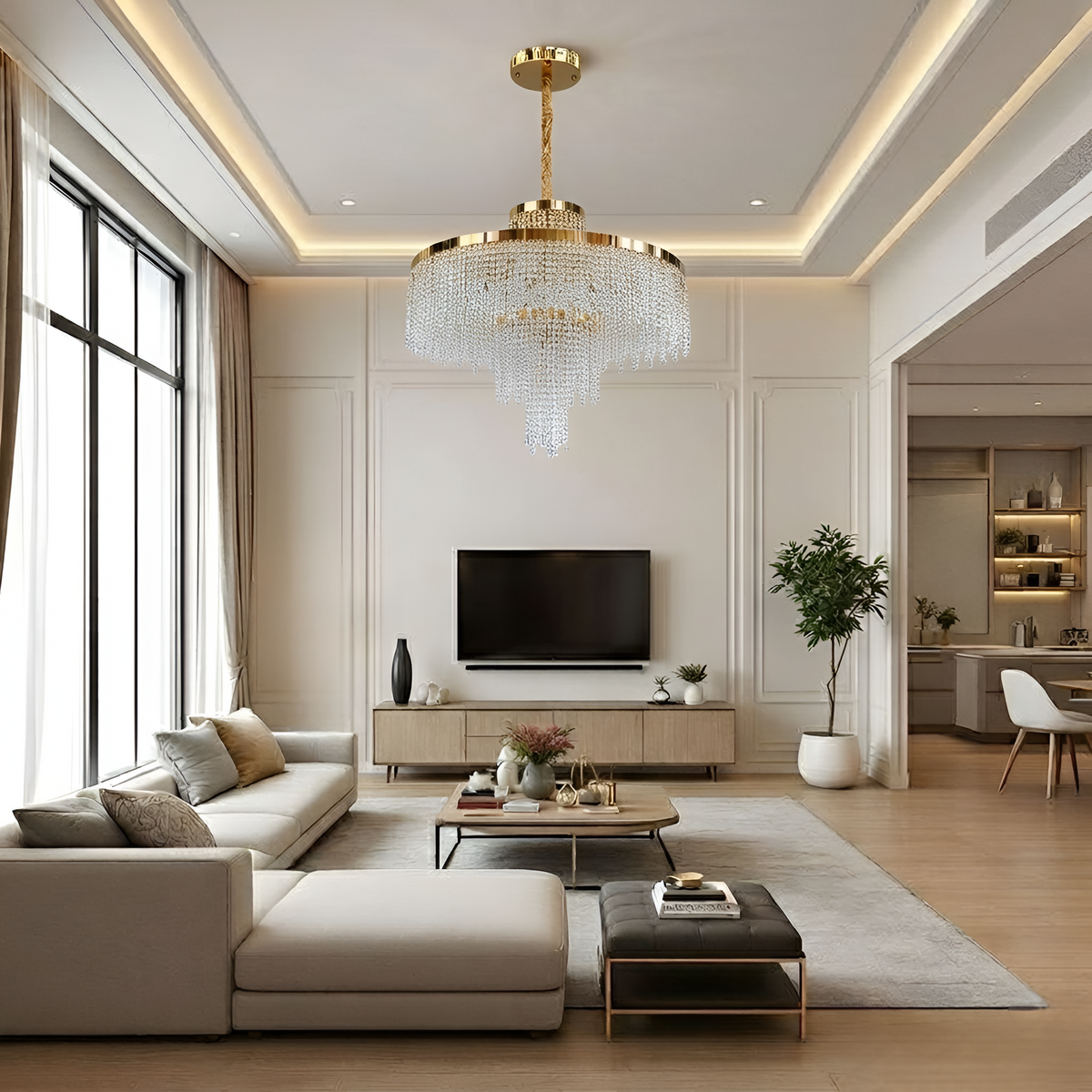 Підвісні люстри золоті D-60 cm / D-80.5 cm Led 3000K-6000K Gold Crystal 260235-100007566