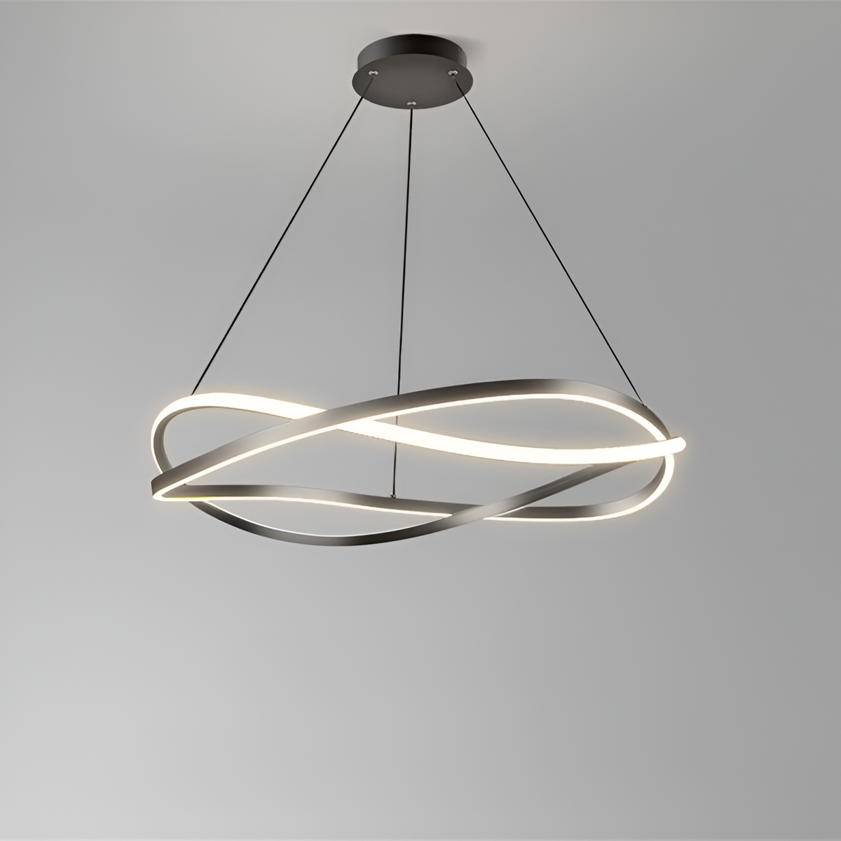 Підвісна люстра чорна хвиляста з пультом D-60 cm Led 85W Black Wavy 250835-100005886