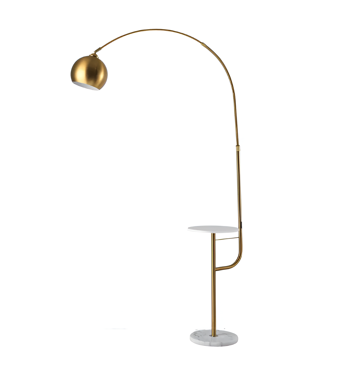 Торшер золотий зі столиком з каменю H-178 cm E27 Gold+White Rod 251265-100006858