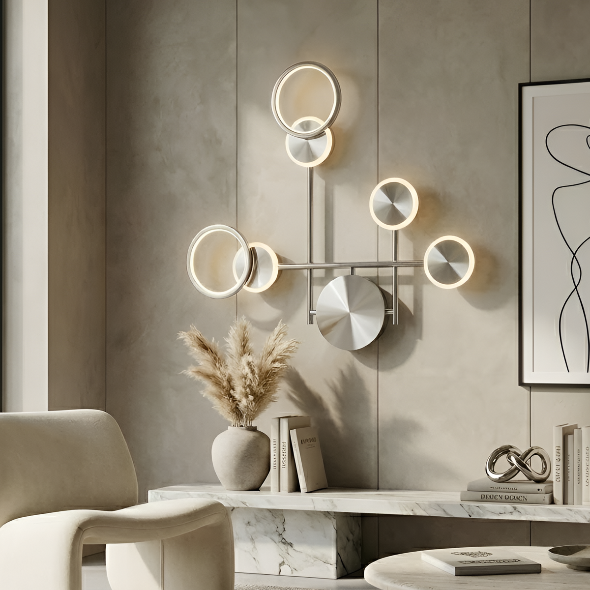 Настінний світильник срібний Molecular L-62 cm Led 28W Chrome 260119-100007014