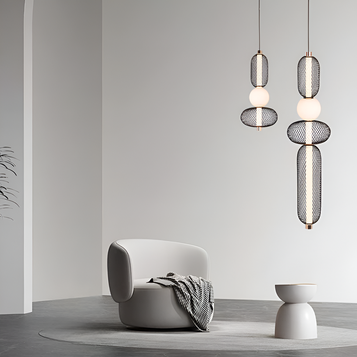 Підвісний світильник H-48 cm Led 5W 3000K Black+White Lattice 260131-100007202