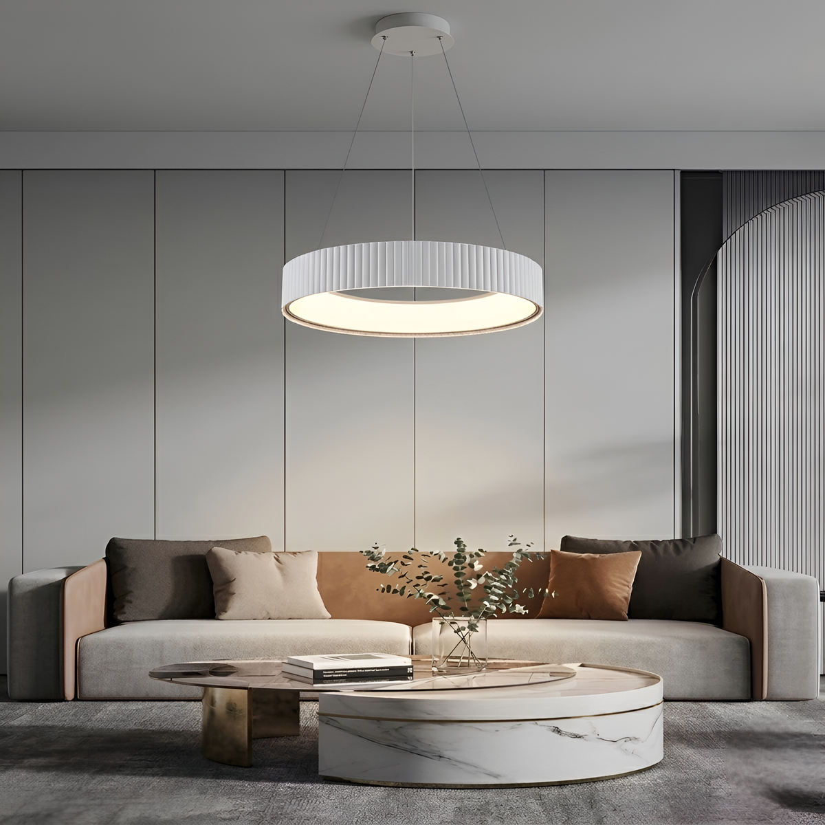 Підвісні люстри білі D-40 cm / D-50 cm Led White Gofre 260322-100007621