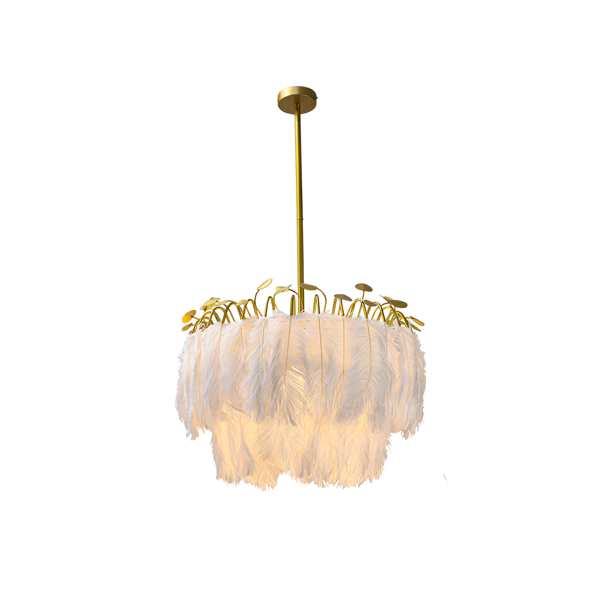 Люстра золота з білим пір'м D-80 cm Е27 Gold+White Feather 250818-100005729